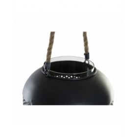 Portacandele DKD Home Decor S3026342 Cristallo Nero Metallo Corda (22 x 22 x 43 cm)