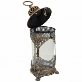 Portacandele Alexandra House Living Oro Vetro Ferro 17 x 42 x 17 cm