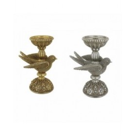 Candelabro DKD Home Decor Dorato Argentato Resina Uccello 17 x 11 x 25 cm (2 Unità)