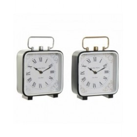 Orologio da Tavolo DKD Home Decor 19 x 7 x 27 cm Cristallo Nero Azzurro Bianco Ferro (2 Unità)