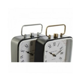 Orologio da Tavolo DKD Home Decor 19 x 7 x 27 cm Cristallo Nero Azzurro Bianco Ferro (2 Unità)
