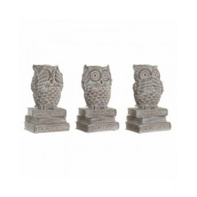 Statua Decorativa DKD Home Decor Bianco Gufo Decapaggio 11 x 11 x 20 cm (3 Unità)