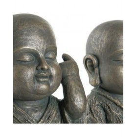 Statua Decorativa DKD Home Decor Fibra di Vetro Dorato Grigio scuro Frate (2) (27 cm) (2 pcs) (27 x 27 cm) (2 Unità) (27 x 27 x