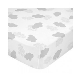 Lenzuolo con angoli HappyFriday BASIC KIDS Bianco Grigio 70 x 140 x 14 cm Nuvole