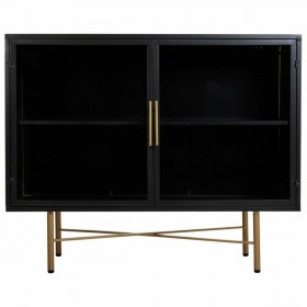 Credenza Alexandra House Living Marrone Metallo Vetro Legno di abete Legno MDF 35 x 80 x 100 cm