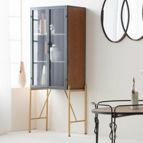 Armadio Alexandra House Living Marrone Vetro Legno di abete Legno MDF 35 x 155 x 64 cm