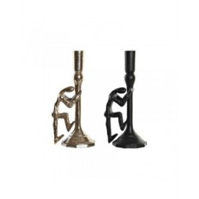 Candelabro DKD Home Decor 12 x 10 x 27 cm Champagne Nero Alluminio Moderno (2 Unità)
