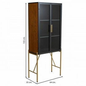 Armadio Alexandra House Living Marrone Vetro Legno di abete Legno MDF 35 x 155 x 64 cm