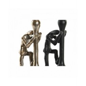 Candelabro DKD Home Decor 12 x 10 x 27 cm Champagne Nero Alluminio Moderno (2 Unità)