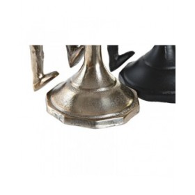 Candelabro DKD Home Decor 12 x 10 x 27 cm Champagne Nero Alluminio Moderno (2 Unità)