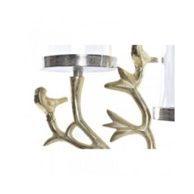 Candelabro DKD Home Decor Cristallo Dorato Alluminio Uccelli (29 x 15 x 48 cm)