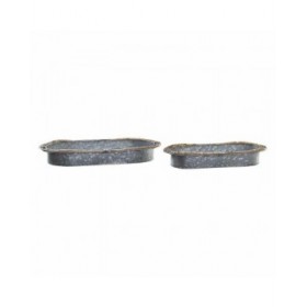 Centrotavola DKD Home Decor Grigio Marrone Ferro Fibra (51 x 26 x 7 cm)