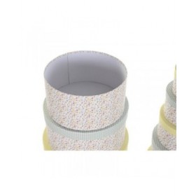 Set di Scatole per Sistemare Impilabili DKD Home Decor Verde Giallo Multicolore Cartone (37,5 x 37,5 x 18 cm)