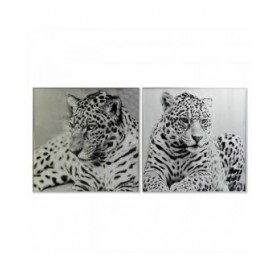 Quadro DKD Home Decor 100 x 2,5 x 100 cm Leopardo Coloniale (2 Unità)