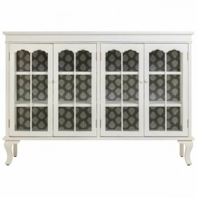 Credenza Alexandra House Living Bianco Vetro Legno di abete Legno MDF 40 x 101 x 142 cm