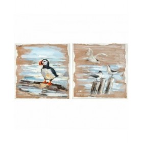 Quadro DKD Home Decor Uccelli Mediterraneo (45 x 2,7 x 45 cm) (2 Unità)