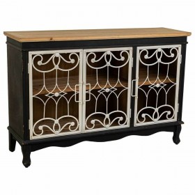 Credenza Alexandra House Living Nero Vetro Legno di abete Legno MDF 36 x 80 x 120 cm