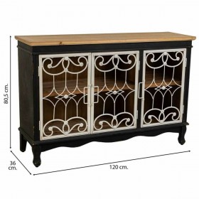 Credenza Alexandra House Living Nero Vetro Legno di abete Legno MDF 36 x 80 x 120 cm