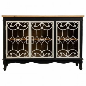 Credenza Alexandra House Living Nero Vetro Legno di abete Legno MDF 36 x 80 x 120 cm
