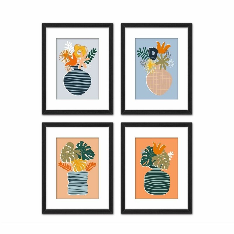 Quadro DKD Home Decor Vaso (35 x 2,5 x 45 cm) (35 x 2 x 45 cm) (4 Unità)