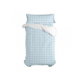 Set di copripiumino HappyFriday Basic Kids Azzurro Singolo Vichy 2 Pezzi