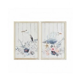 Quadro DKD Home Decor Uccello Mediterraneo (40 x 1,8 x 60 cm) (2 Unità)