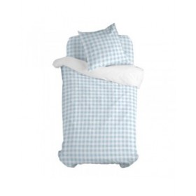 Set di copripiumino HappyFriday Basic Kids Azzurro Singolo Vichy 2 Pezzi