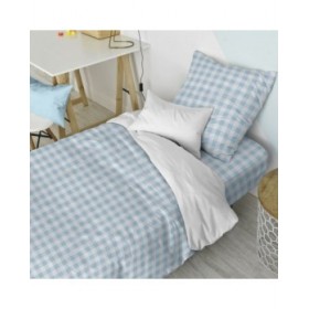 Set di copripiumino HappyFriday Basic Kids Azzurro Singolo Vichy 2 Pezzi