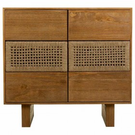 Cassettiera Alexandra House Living Marrone Corda Legno di abete Legno di paulownia 36 x 75 x 80 cm