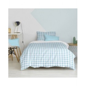 Set di copripiumino HappyFriday Basic Kids Azzurro Singolo Vichy 2 Pezzi