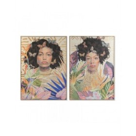 Quadro DKD Home Decor Coloniale 100 x 4 x 140 cm Africana (2 Unità)