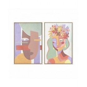 Quadro DKD Home Decor 63 x 4 x 93 cm Donna Città (2 Unità)