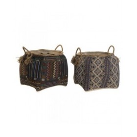 Cestino DKD Home Decor Fibra naturale 41 x 41 x 40 cm Boho (2 Unità)