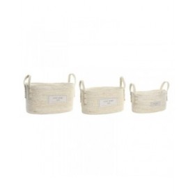 Set di Cestini DKD Home Decor Cotone Fibra (34 x 23 x 20 cm)