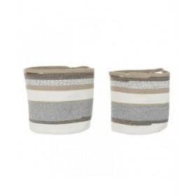 Set di Cestini DKD Home Decor Cotone Iuta (40 x 40 x 40 cm)