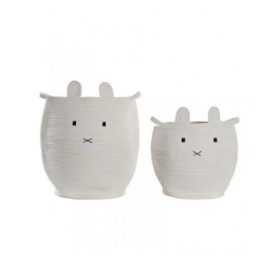 Set di Cesti DKD Home Decor Bianco Per bambini Animale 35 x 35 x 49 cm (2 Unità)