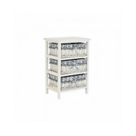 Cassettiera DKD Home Decor Azzurro Bianco vimini Legno di paulownia 40 x 29 x 59 cm
