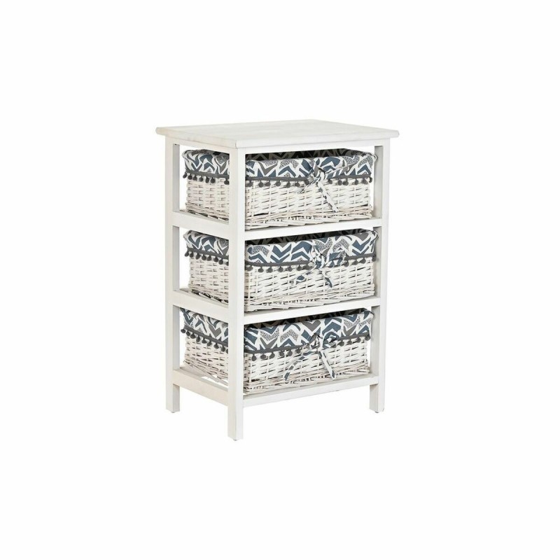 Cassettiera DKD Home Decor Azzurro Bianco vimini Legno di paulownia 40 x 29 x 59 cm