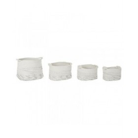 Set di Cestini DKD Home Decor Bianco Nero Boho 36 x 36 x 33 cm (4 Pezzi)