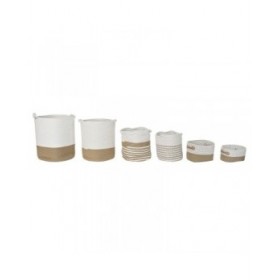 Set di Cestini DKD Home Decor Bianco Cotone Iuta (45 x 45 x 54 cm) (6 Pezzi)