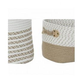 Set di Cestini DKD Home Decor Bianco Cotone Iuta (45 x 45 x 54 cm) (6 Pezzi)