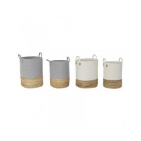 Set di Cestini DKD Home Decor 40 x 40 x 52 cm Fibra naturale Boho (2 Unità)