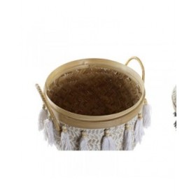 Set di Cestini DKD Home Decor 39 x 39 x 55 cm Bambù Frange Boho