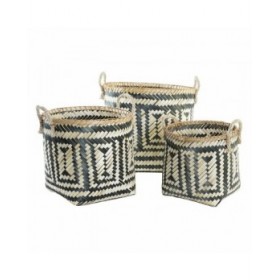 Set di Cestini DKD Home Decor Nero Naturale Bambù 40 x 38 x 38 cm
