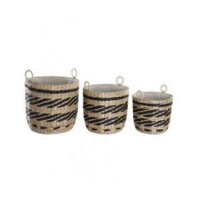 Set di Cestini DKD Home Decor Poliestere Coloniale Fibra (38 x 38 x 36 cm)