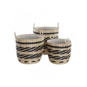 Set di Cestini DKD Home Decor Poliestere Coloniale Fibra (38 x 38 x 36 cm)
