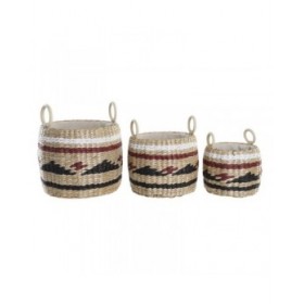 Set di Cestini DKD Home Decor Fibra naturale (30 x 30 x 25 cm)