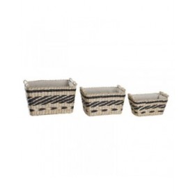 Set di Cestini DKD Home Decor Poliestere Coloniale Fibra (38 x 26 x 24 cm)