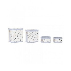 Set di Cesti DKD Home Decor Bianco Nero Grigio Dorato Bambù Stelle 41 x 31 x 42 cm (4 Pezzi) (2 Unità)