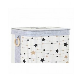 Set di Cesti DKD Home Decor Bianco Nero Grigio Dorato Bambù Stelle 41 x 31 x 42 cm (4 Pezzi) (2 Unità)